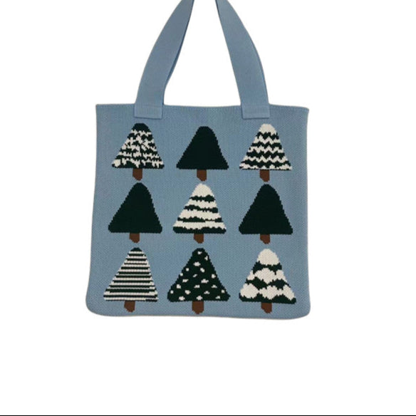 Wholesale Creative Cartoon Christmas Tree Woven Bag Shopping Knitted Bag