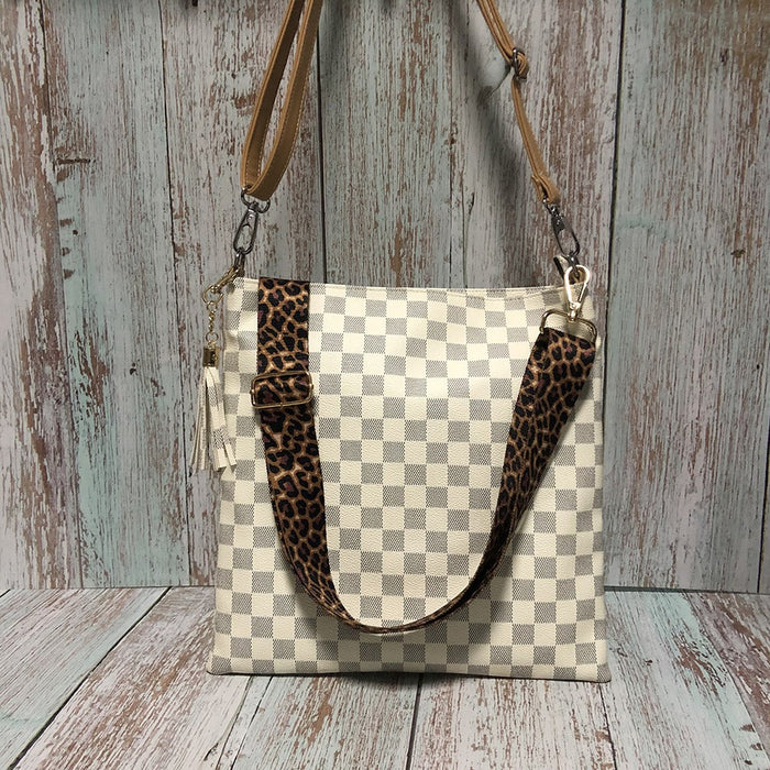 Wholesale Plaid Black Leopard Print Cow Pattern Sunflower Zipper Vertical Crossbody Bag Women' s Shoulder Bag