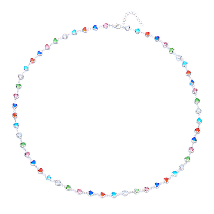 Wholesale Colorful Heart Necklaces, Hot Girls Stackable Versatile Trendy Necklaces