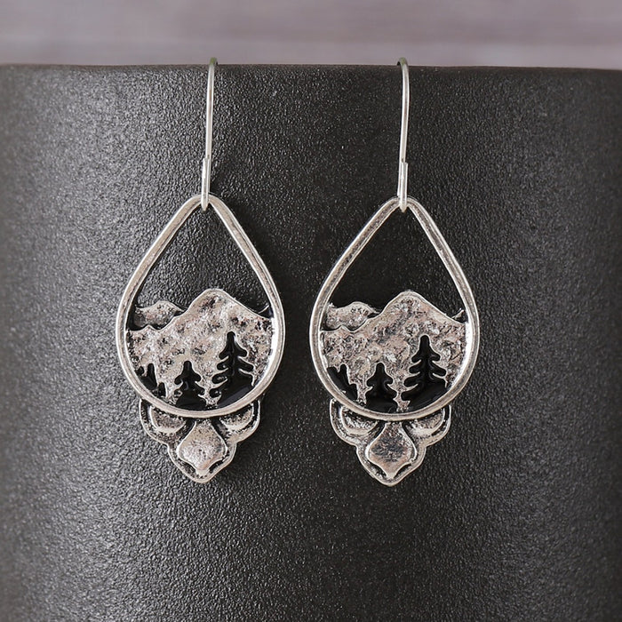Wholesale Vintage alloy distressed earrings forest-inspired earrings