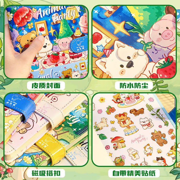 Wholesale Cute Cartoon Bear Imitation Leather Notebook with Magnetic Buckle 96 Full-Color Page