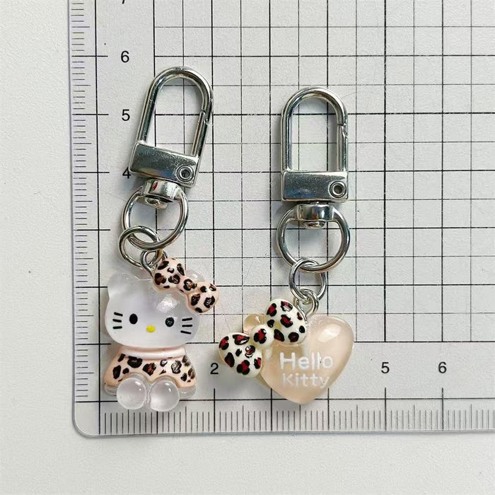 Wholesale Translucent Leopard Print Keychain Silver School Bag Pendant