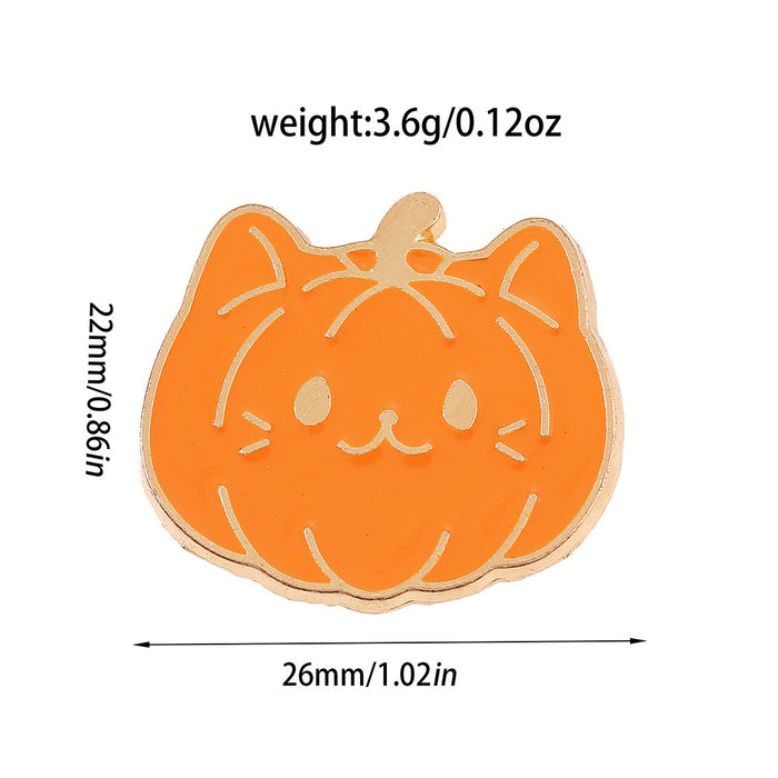 Wholesale  Cat Brooch With Pumpkin And Fries Metal Funny Animal Pin Trendy Jewelry Accessory For Gift And Boutique Resale
