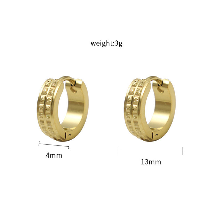 Wholesale Frosted middle pit gear pressed sand earrings