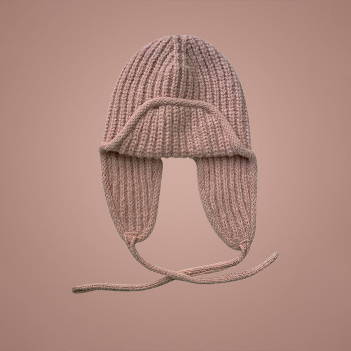 Wholesale Shown face small solid color lace-up knitted wool version of the artifact flight cap warm ear protection student cap