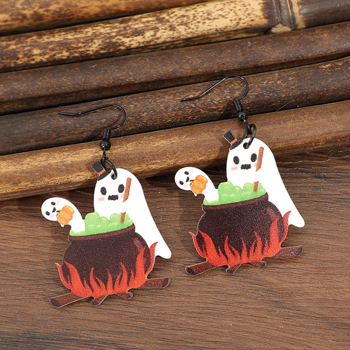 Wholesale Dark Wind  Medicine Stove Ghost Splicing Acrylic Festival Earrings