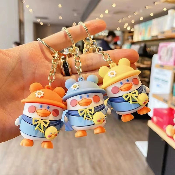 Wholesale  backpack duck key chain cartoon  Duck Key accessories silicone doll couple key chain pendant