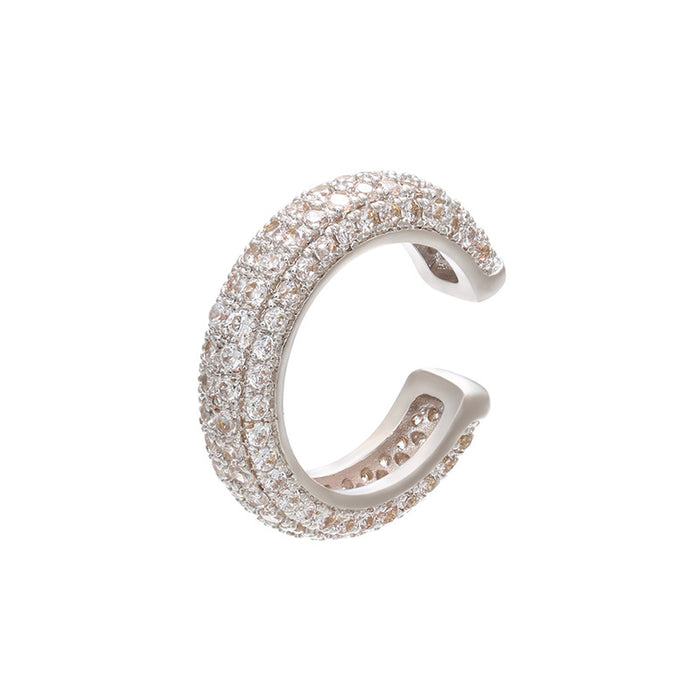 Wholesale Gold Plated Copper Ear Cuff with Colored Zircon Simple Style Fashion Accessory MOQ≥2