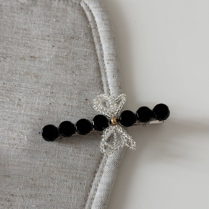 Wholesale Women's Small Beaded Bow Hairpin