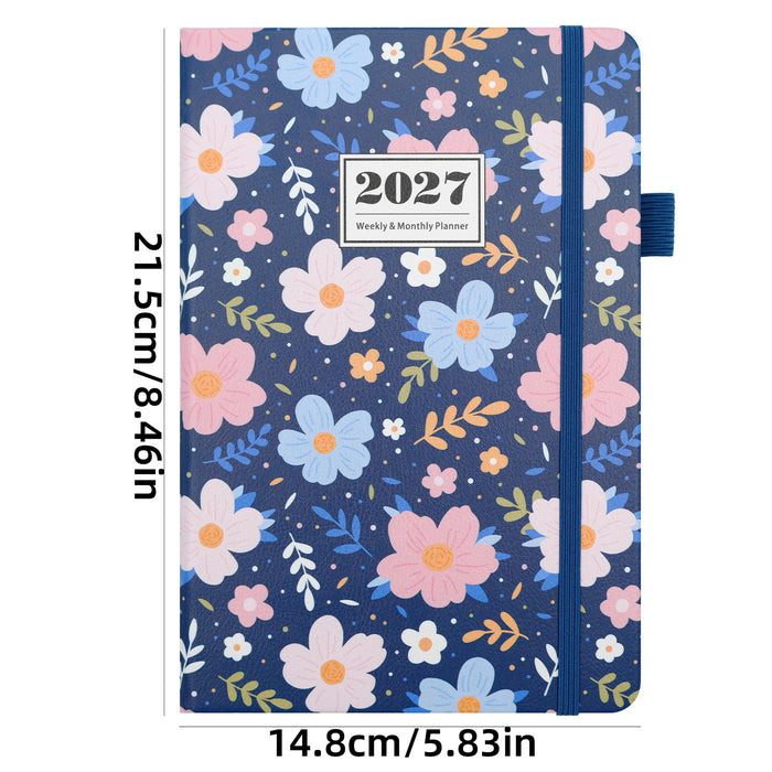 Wholesale Chic Blue Floral Imitation Leather A5 Notebook Trendy Planner