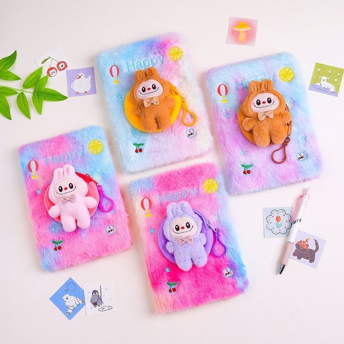Wholesale Cartoon  Plush Notebook Coin Bag Combination Notepad Student Cute Handbook