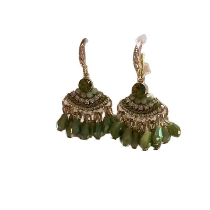 Wholesale Water droplet artificial crystal tassel earrings, niche ear accessories