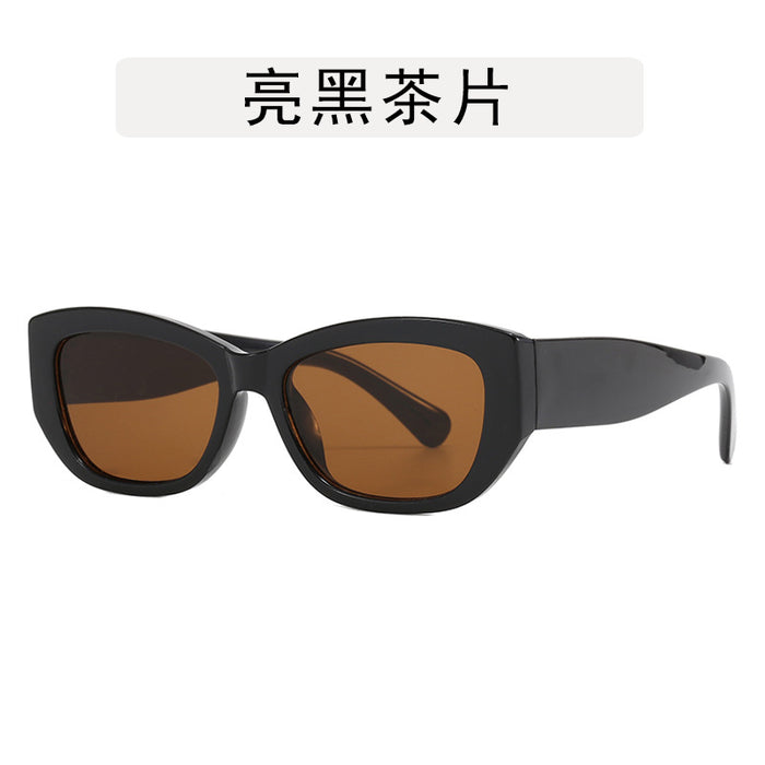 Wholesale Retro cat eye sunglasses, new minimalist square glasses for street photography, UV resistant fashionable sunglasses