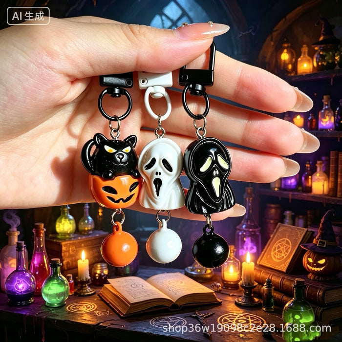 Wholesale  3D Skull Skeleton Pumpkin Keychain Charm Gothic Trendy Bag Phone Chain Accessory For Purse Backpack Or Car Key Resale Gift