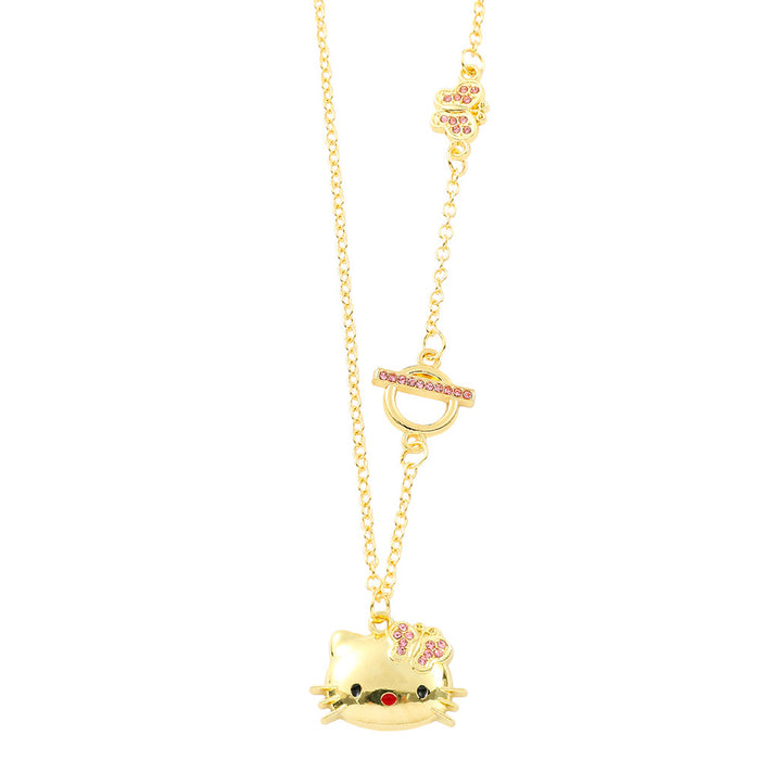Wholesale Cartoon cat necklace pendant rhinestone enamel jewelry
