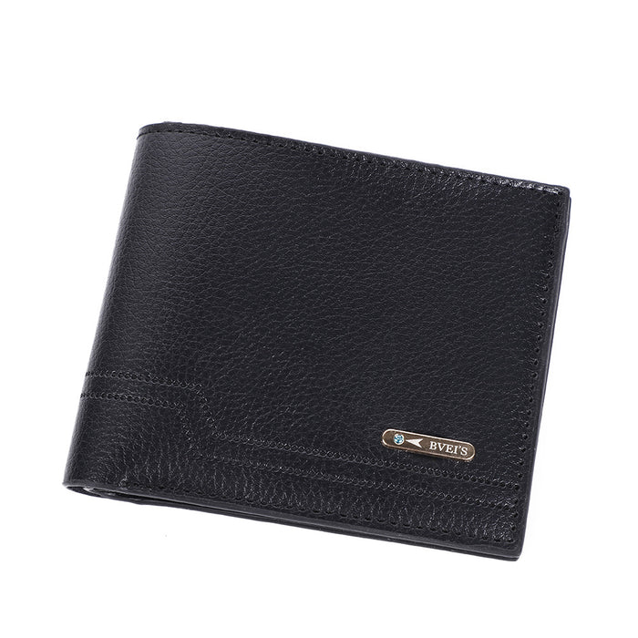 Wholesale Retro Caring Men' s Short Wallet  Multi-Card Oil Wax PU Leather Black Boutique Resale