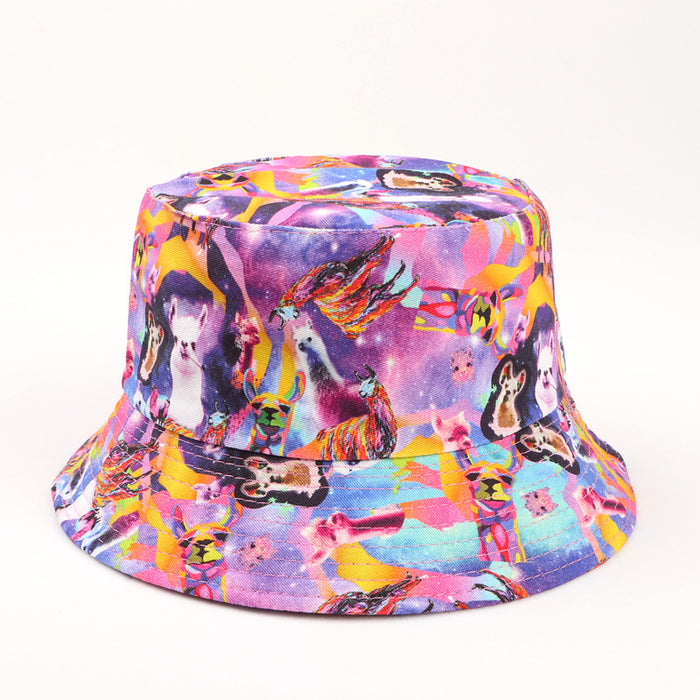 Wholesale Autumn New Cotton Cartoon Printed Flat-top Hip-hop Fisherman Hat Men's and Women's Sunshade Basin Hat