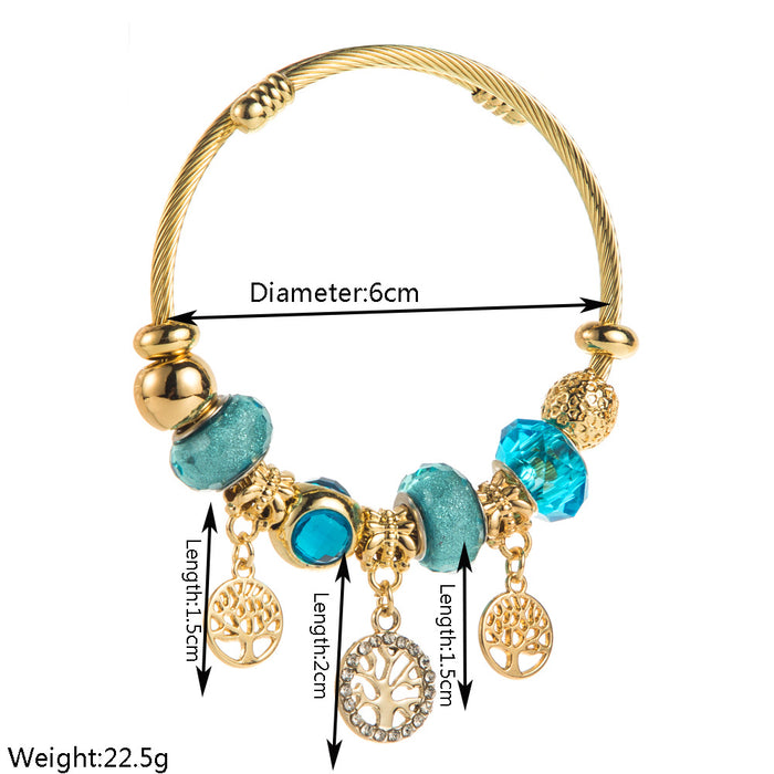 Wholesale Modern Tree Of Life Eiffel Tower Pendant Bracelet Pink Alloy Rhinestone Fashion Accessory Gift For Travel Souvenir