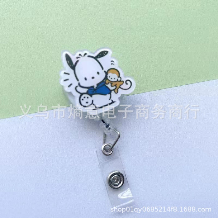 Wholesale Cute Cartoon Retractable Hanging Buckle Badge Reels Keychains