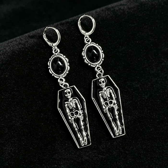 Wholesale Punk Gothic  Coffin Skull Earrings 304 Stainless Steel Electroplated Trendy Jewelry Accessory Boutique Resale