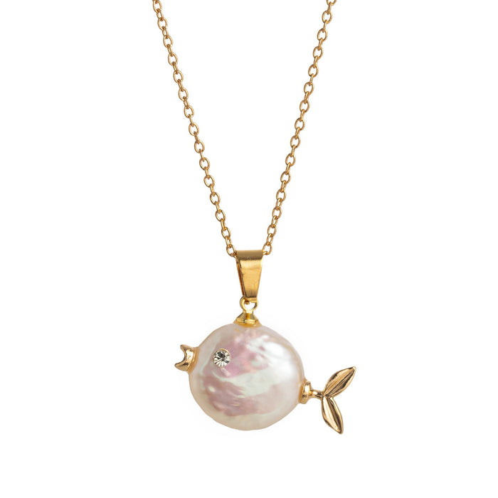 Wholesale Ice cream cone bow pearl pendant necklace