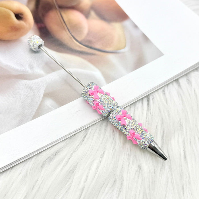Wholesale Rhinestone Bow Beaded Pen – DIY Creative Ballpoint Pen for Office,  minimum quantity: 2
