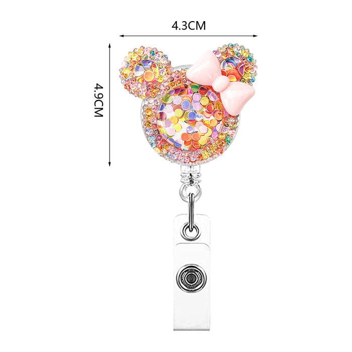 Wholesale Bow Knot Crystal Acrylic Sequins Retractable Keychain JDC-KC-QiD001
