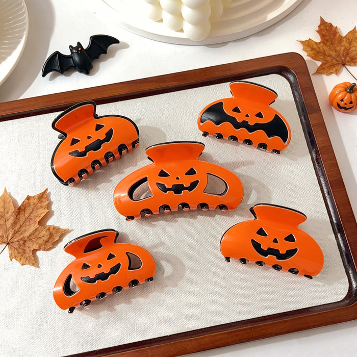 Wholesale Pumpkin Skull Hair Claw Clip PVC Black Orange Shark Clip Women S Fashion Hair Accessory