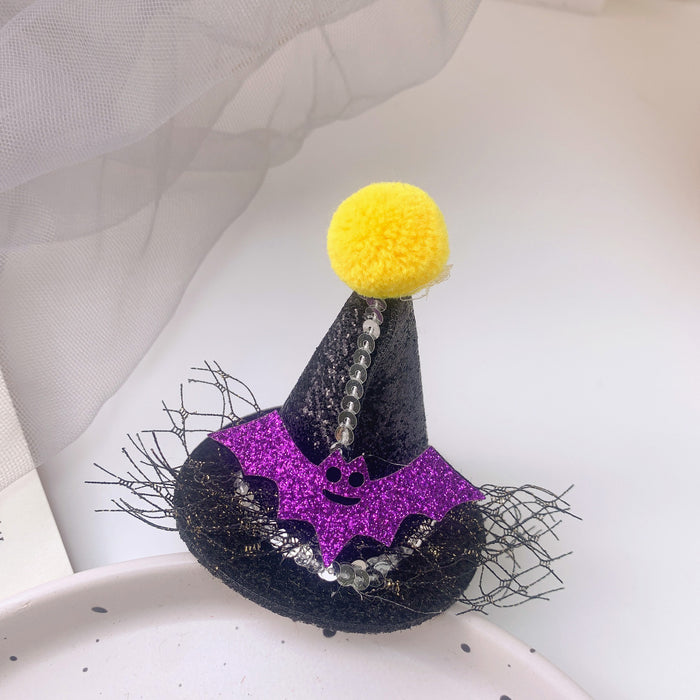 Wholesale Children' s Hair Accessories Role Playing  Funny Pumpkin Hat Hairpin Little Girl Lace Bat Hairpin Headwear