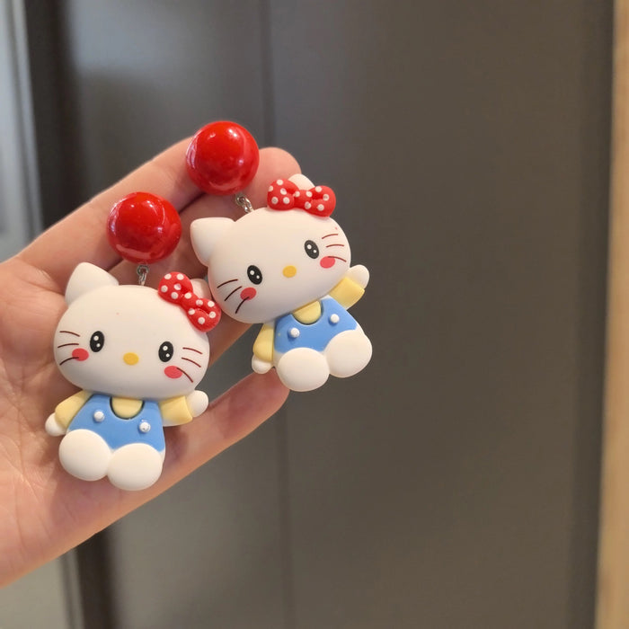 Wholesale Original new silver needle cat cute and sweet cat earrings ear clip