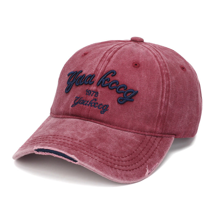 Wholesale Vintage Distressed Baseball Cap,  Embroidered Curved Brim,  Unisex Street Style Sun Hat for Fashion Accessory Resale