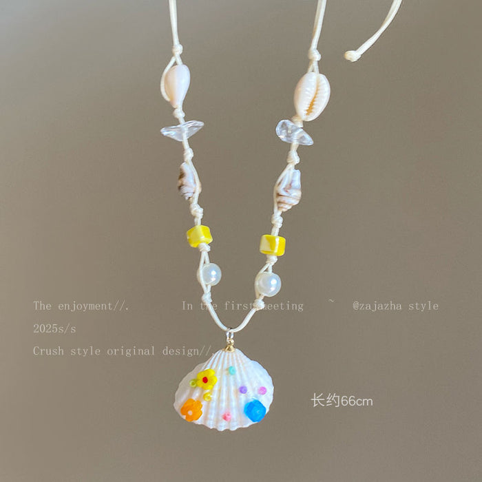 Wholesale Starfish Seashell Necklace Summer Vacation Collarbone Chain