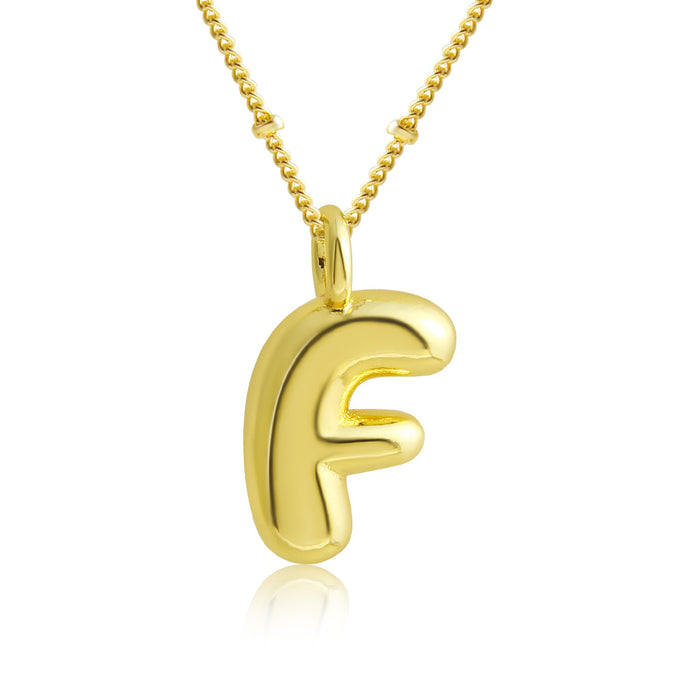 Wholesale Bubble Polished Letter Pendant Copper Necklace JDC-NE-BaiTian012