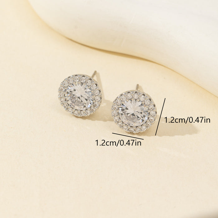 Wholesale Full Diamond Inlaid Three-Dimensional Zircon Stud Earrings Round Earrings