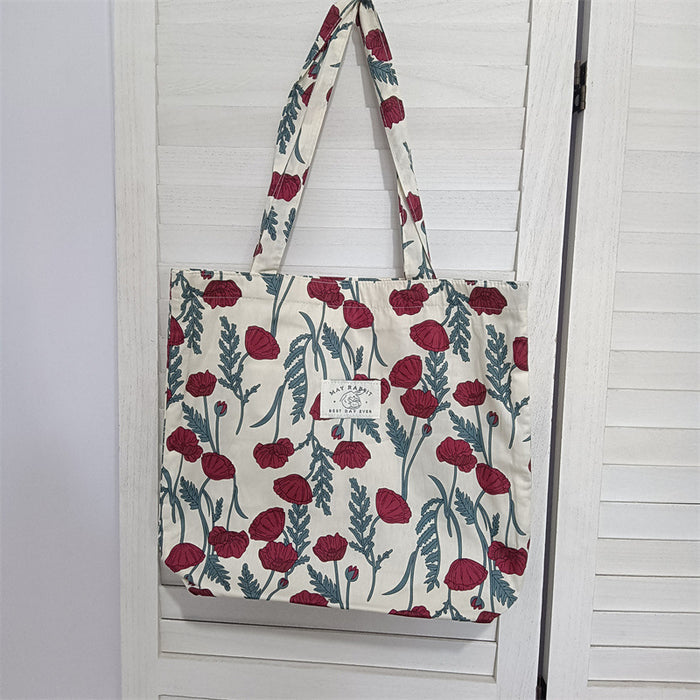 Wholesale New Checkered Bow Printed Canvas Bag Art Shoulder Bag