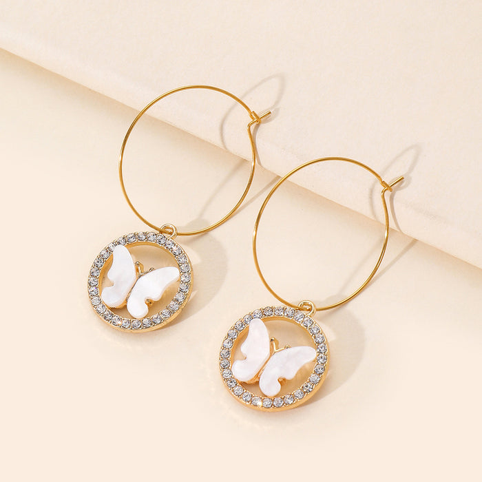 Wholesale Earrings Alloy Diamond Butterfly Earrings MOQ≥3 JDC-ES-LINER002