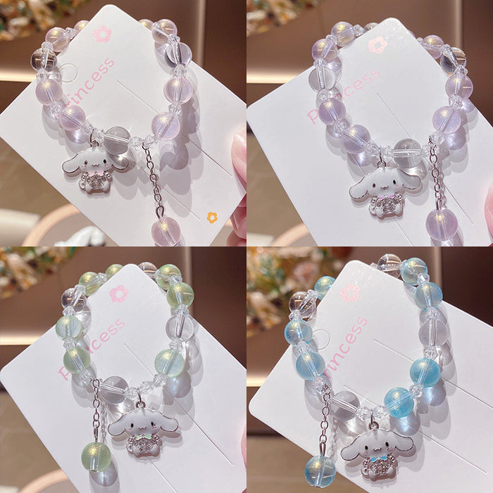 Wholesale Cute Cartoon Puppy Crystal Bead Bracelet for Travel Souvenir Gift MOQ≥3