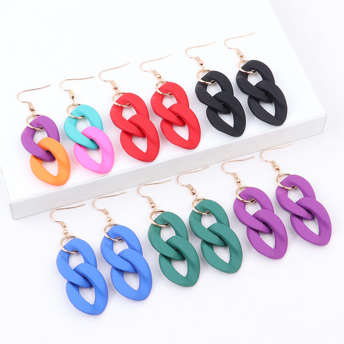 Wholesale Acrylic Rubber Feel Paint Versatile Necklace Earrings Set JDC-ES-ChouD012