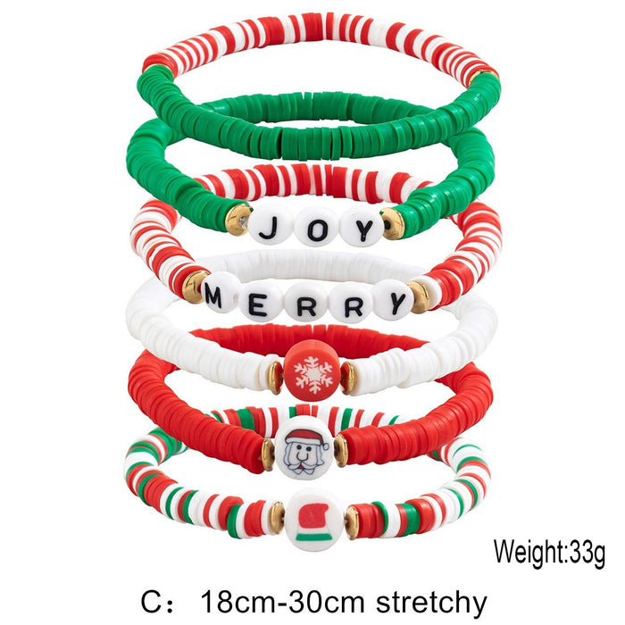 Wholesale Christmas themed colorful polymer clay beaded bracelet set