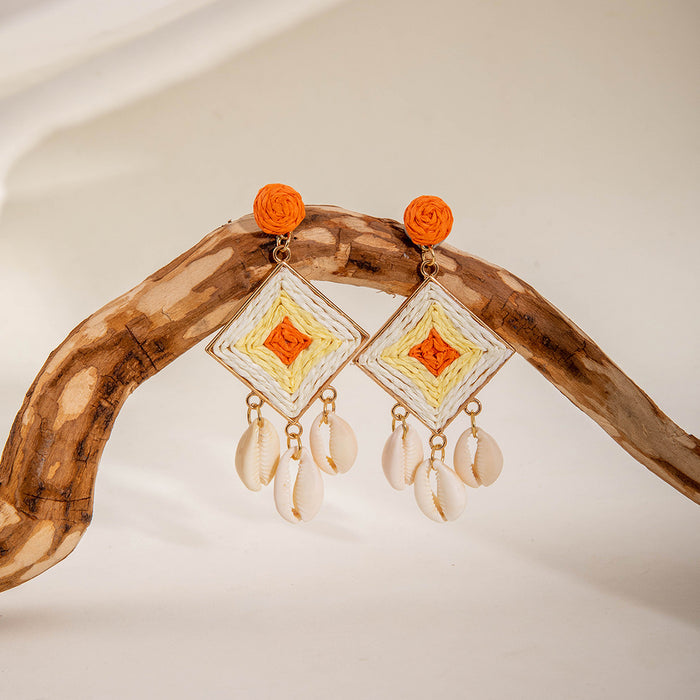 Wholesale Weaving flower earrings for vacation style earrings