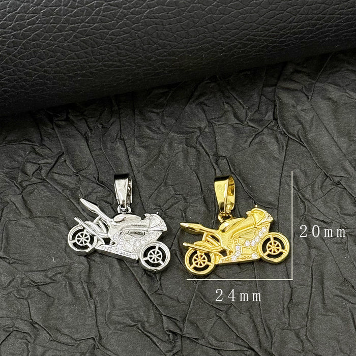 Wholesale  motorcycle pendant necklace copper gold-plated micro-inlaid zircon jewelry accessories  men's and women's jewelry