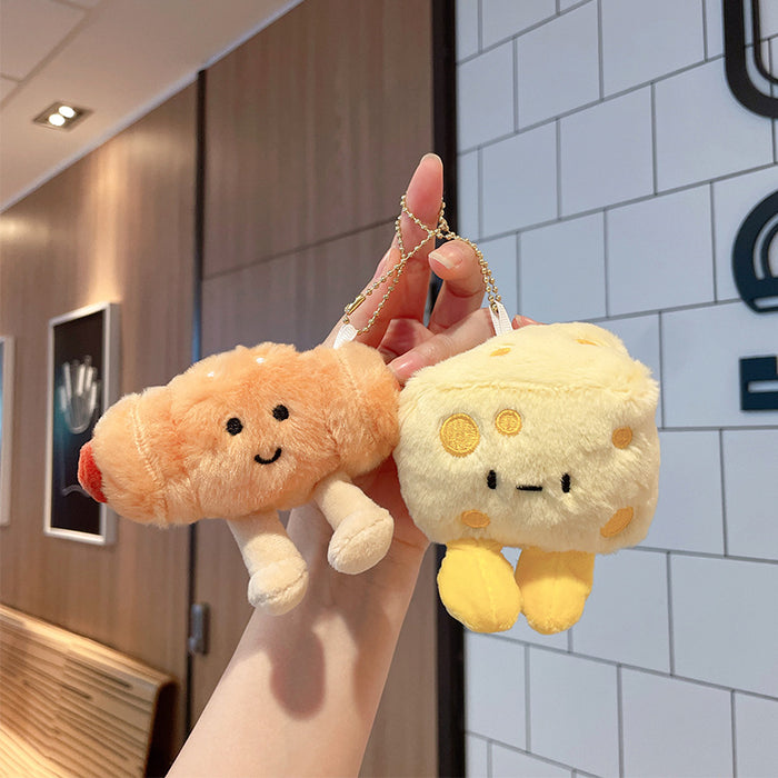 Wholesale cheese plush pendant hamburger doll ham sausage doll cartoon keychain plush toy