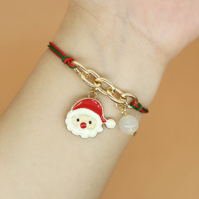 Wholesale Luminous Christmas Woven Bracelet Alloy  Tree Bell Snowflake Lucky Bag Luminous Hand Ornaments