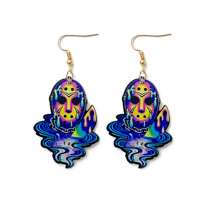 Wholesale  Acrylic Earrings Classic Horror Character Tie Dye Printing Earrings