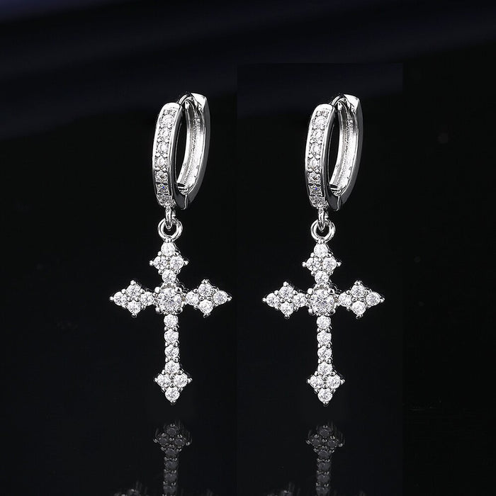 Wholesale cross zircon hoop earrings