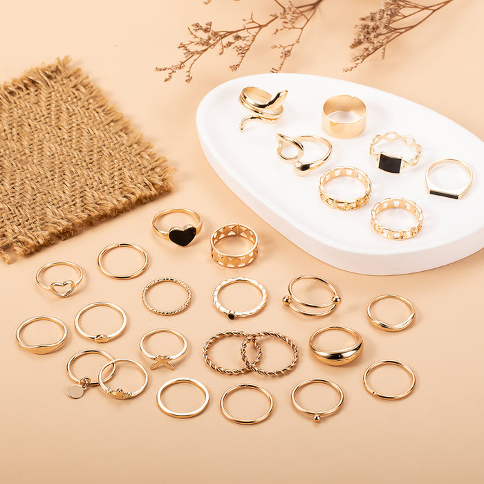 Wholesale Epoxy Love Square Alloy Ring 27-piece Set JDC-RS-KeR006