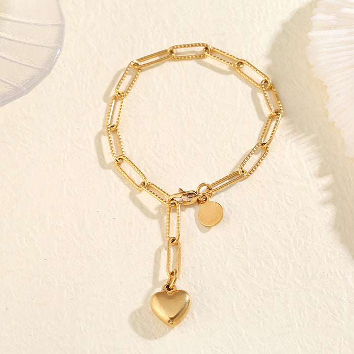 Wholesale Simple stainless steel titanium steel heart-shaped pendant bracelet for women