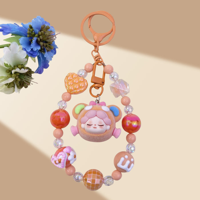 Wholesale Flocked Wizard Beaded Keychain