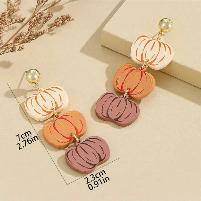 Wholesale Thanksgiving Holiday  Pumpkin Earrings Glitter Personality Cute Party Acrylic Earrings