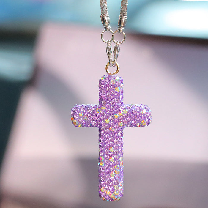 Wholesale Simple Black Rhinestone Cross Car Hanging Ornament Interior Decoration Gift